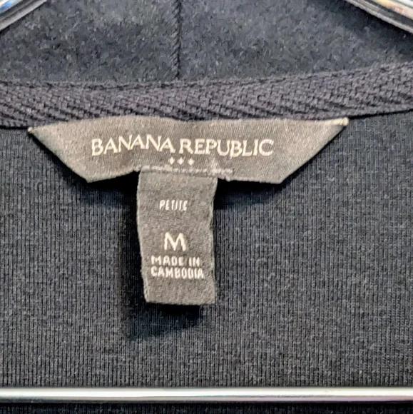 Banana Republic Women's Petite Jacket Black Full Zip Shawl Collar Pockets MP - Picture 3 of 9